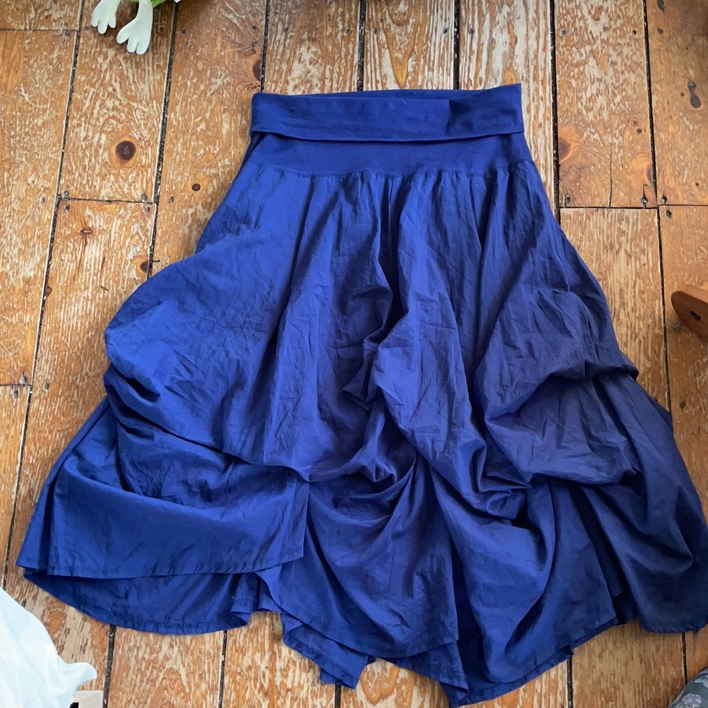 Dark Indigo Blue gathered skirt with wide stretch waistband